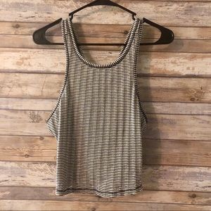 Free People Pin Striped Cropped Tank Top High Neck